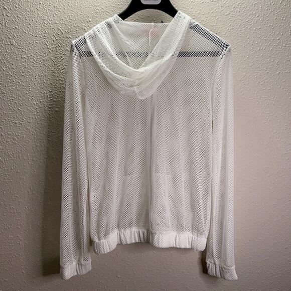 Wishful Thinking Women White Mesh Hooded full Zip Jacket Size S - Picture 4 of 4